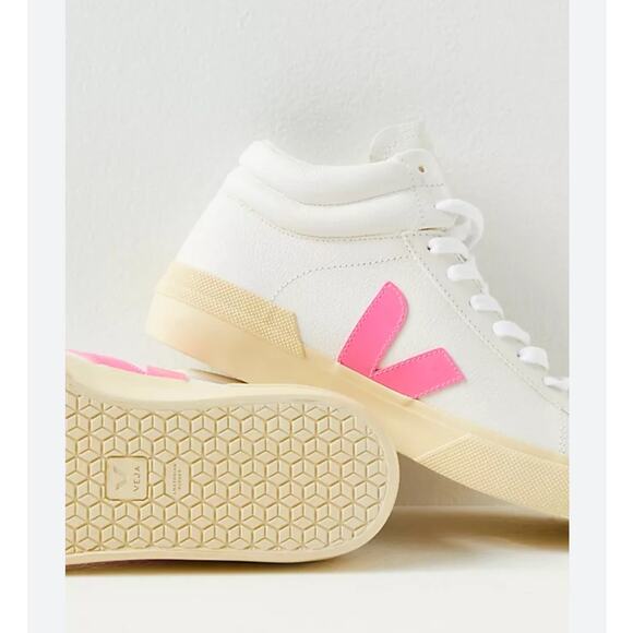 Veja Shoes - Veja Minotaur Women's High Top Leather White and Pink Sneakers Shoes Size 5